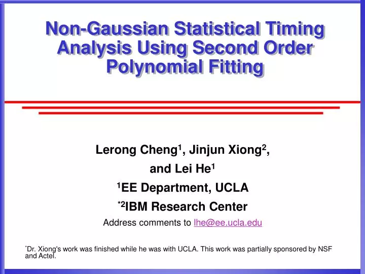 non gaussian statistical timing analysis using second order polynomial fitting