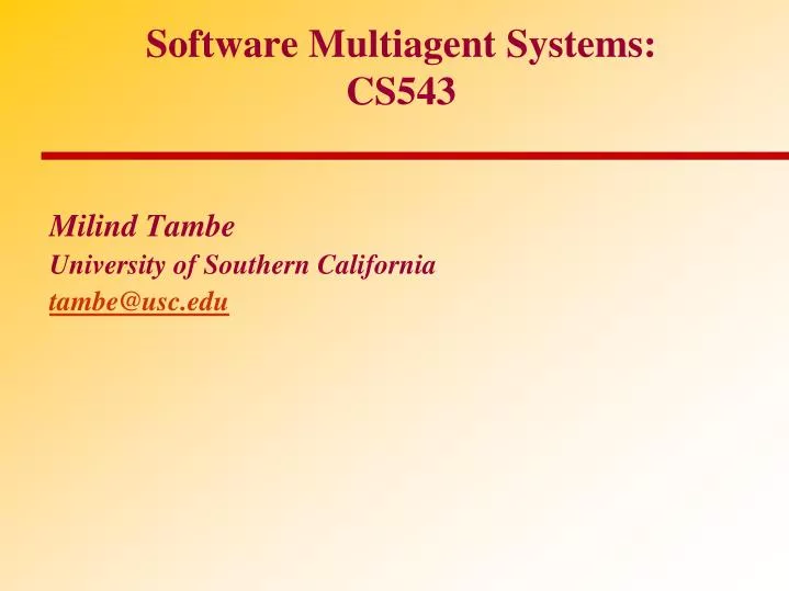 software multiagent systems cs543