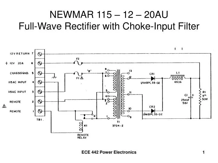 newmar 115 12 20au full wave rectifier with choke input filter
