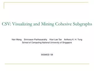 CSV: Visualizing and Mining Cohesive Subgraphs