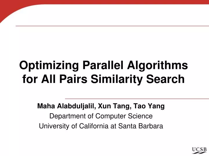 optimizing parallel algorithms for all pairs similarity search