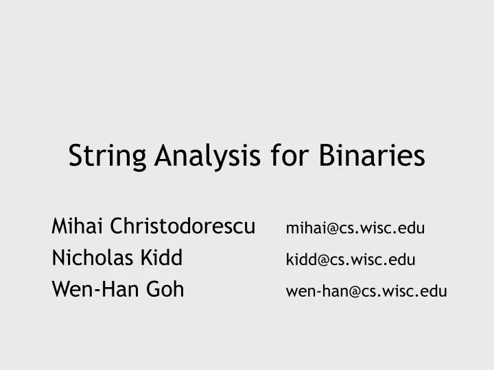 string analysis for binaries