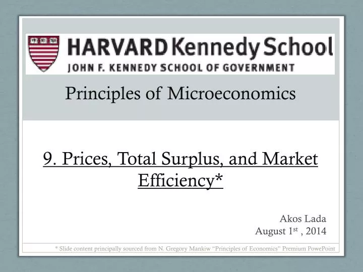 principles of microeconomics 9 prices total surplus and market efficiency