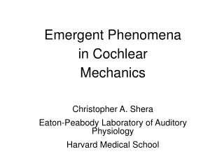 Emergent Phenomena in Cochlear Mechanics
