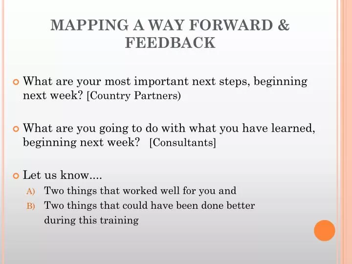 mapping a way forward feedback