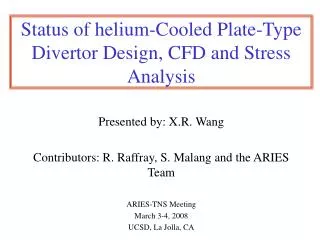 Status of helium-Cooled Plate-Type Divertor Design, CFD and Stress Analysis