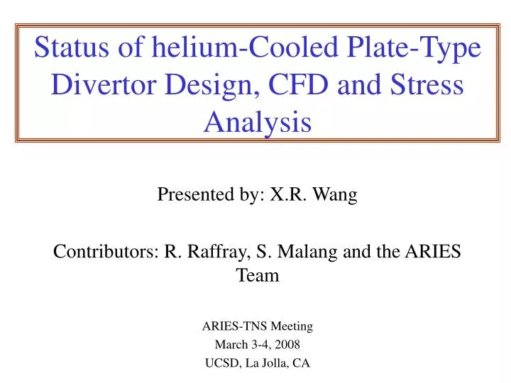 status of helium cooled plate type divertor design cfd and stress analysis
