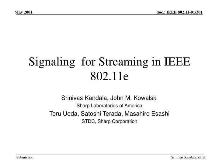signaling for streaming in ieee 802 11e