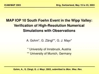 MAP IOP 10 South Foehn Event in the Wipp Valley: Verification of High-Resolution Numerical