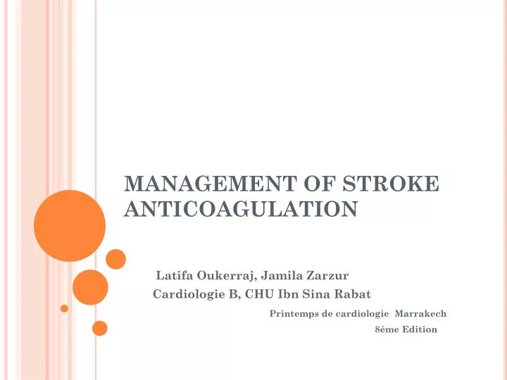 management of stroke anticoagulation