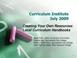 Curriculum Institute July 2009