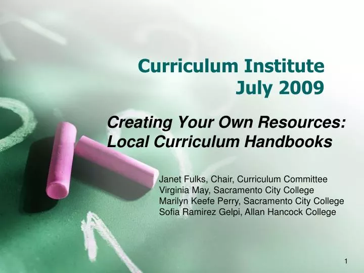 curriculum institute july 2009