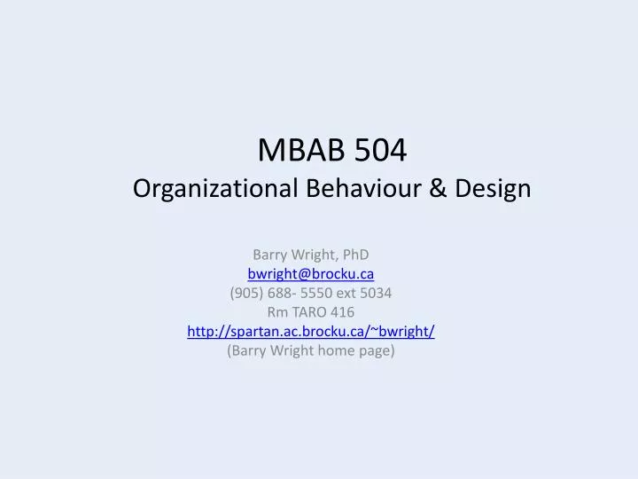 mbab 504 organizational behaviour design
