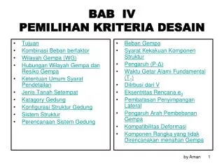 bab iv pemilihan kriteria desain