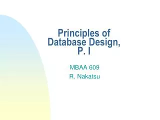 principles of database design p i