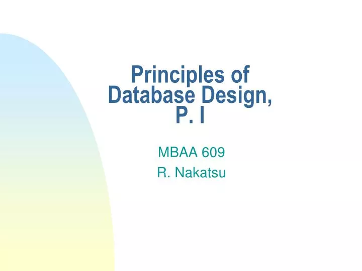 principles of database design p i