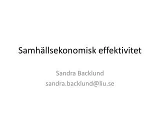 samh llsekonomisk effektivitet