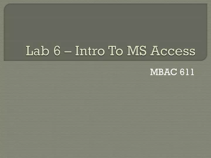 lab 6 intro to ms access