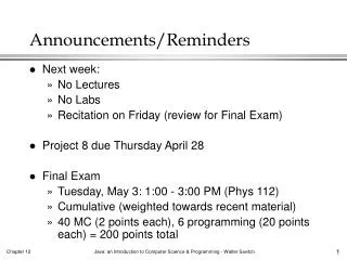 Announcements/Reminders