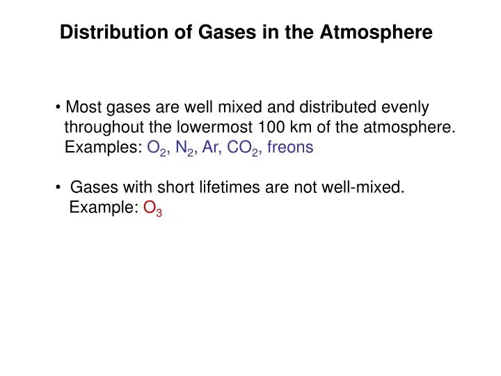distribution of gases in the atmosphere