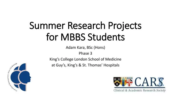 summer research projects for mbbs students