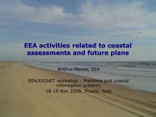 EEA activities related to coastal assessments and future plans