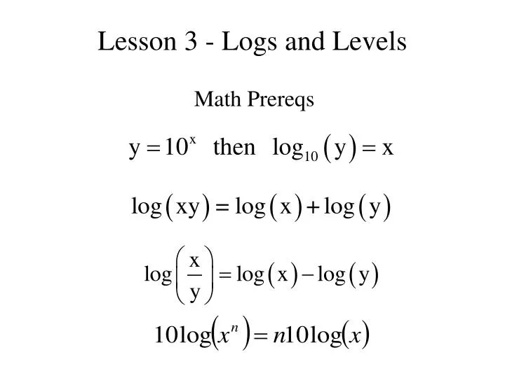 lesson 3 logs and levels