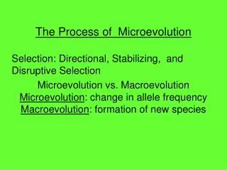 The Process of Microevolution