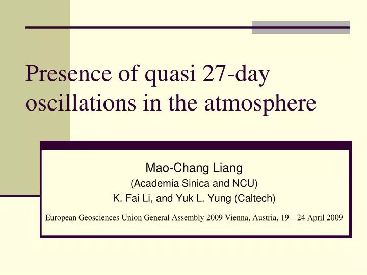 presence of quasi 27 day oscillations in the atmosphere