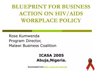 BLUEPRINT FOR BUSINESS ACTION ON HIV/AIDS WORKPLACE POLICY
