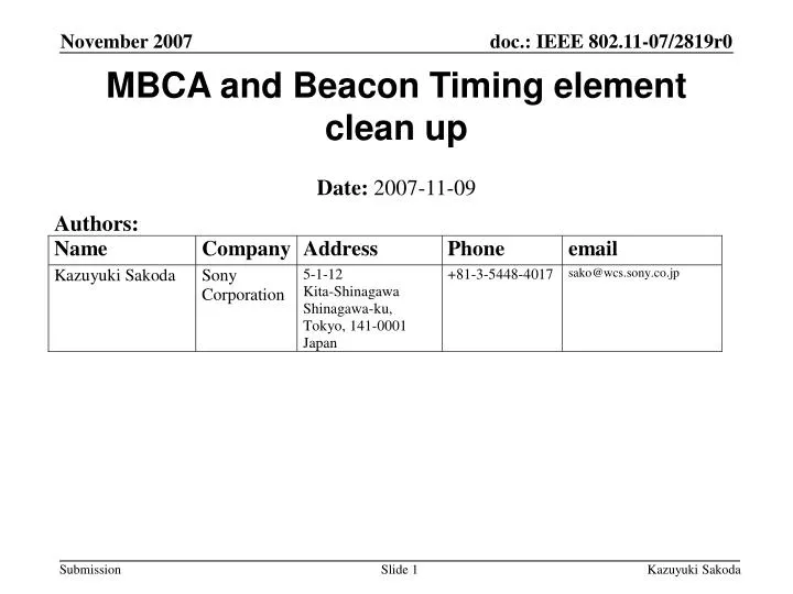 mbca and beacon timing element clean up
