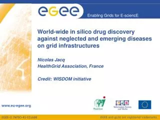 Nicolas Jacq HealthGrid Association, France Credit: WISDOM initiative