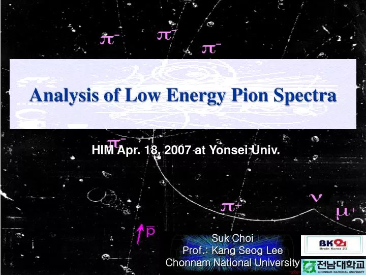 analysis of low energy pion spectra