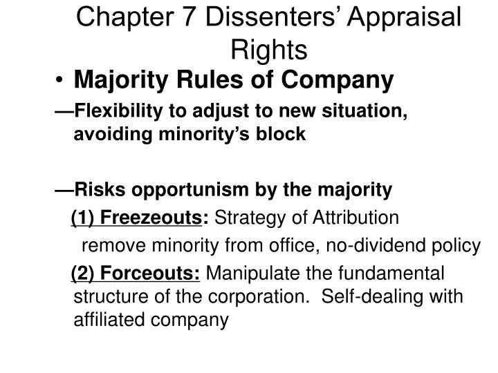chapter 7 dissenters appraisal rights