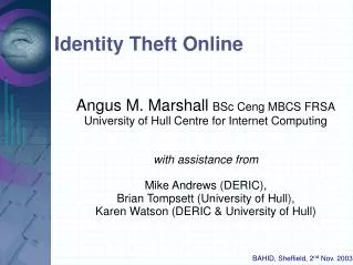 Identity Theft Online