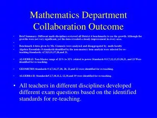 Mathematics Department Collaboration Outcome