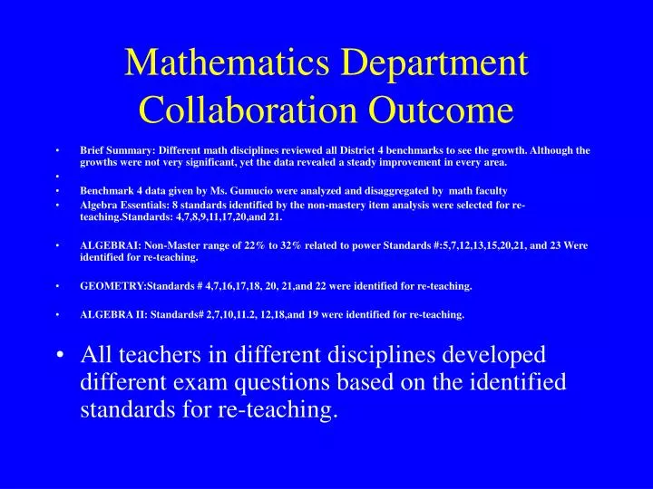 mathematics department collaboration outcome