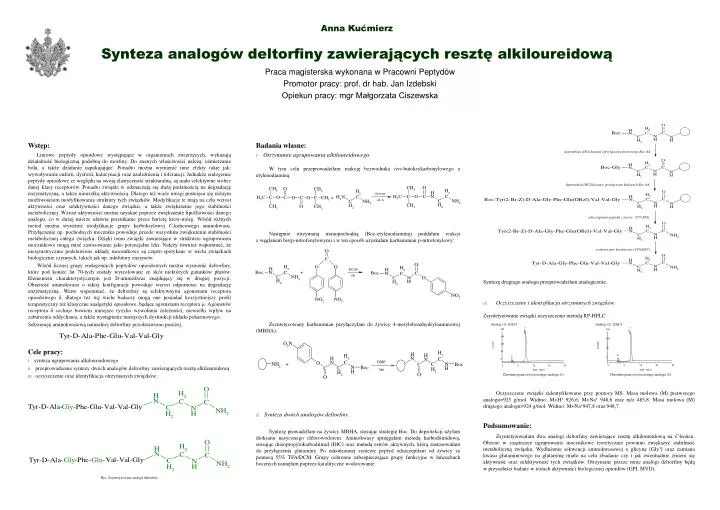anna ku mierz synteza analog w deltorfiny zawieraj cych reszt alkiloureidow