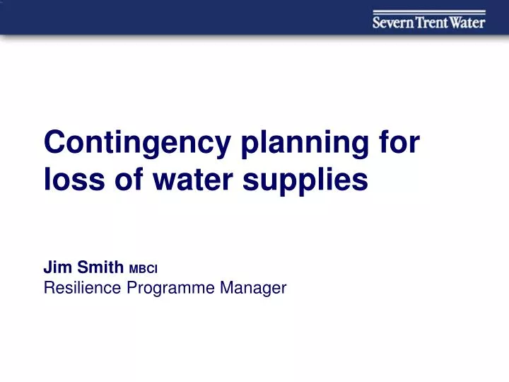 contingency planning for loss of water supplies