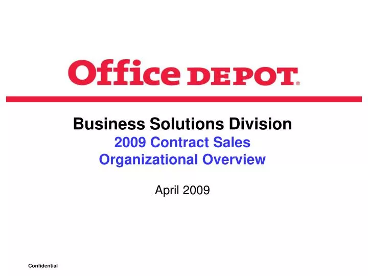 business solutions division 2009 contract sales organizational overview april 2009