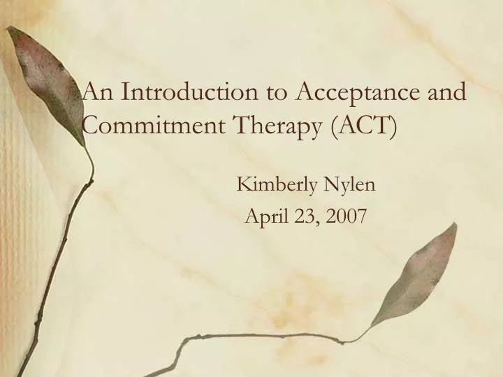 an introduction to acceptance and commitment therapy act