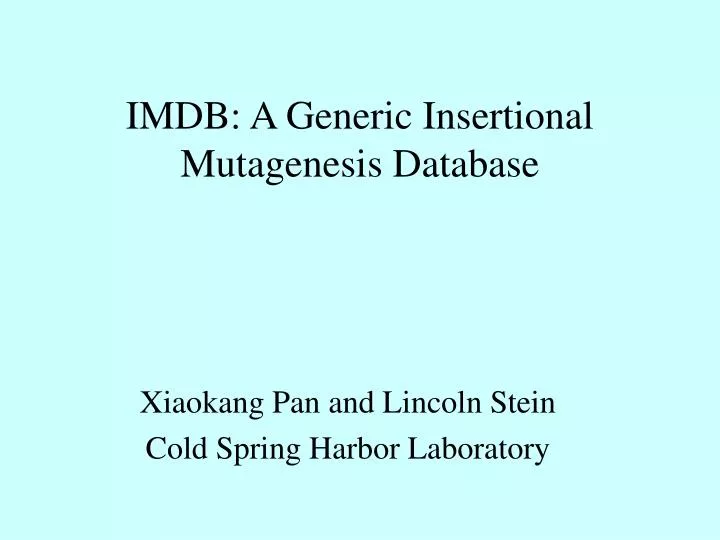 imdb a generic insertional mutagenesis database