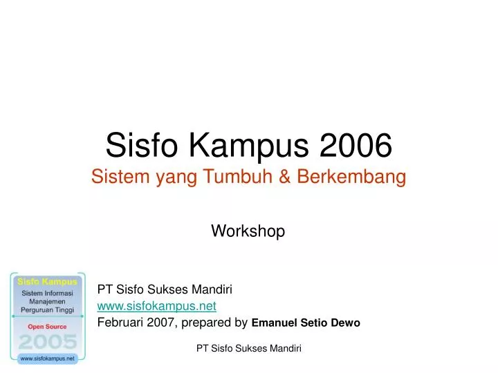sisfo kampus 2006 sistem yang tumbuh berkembang