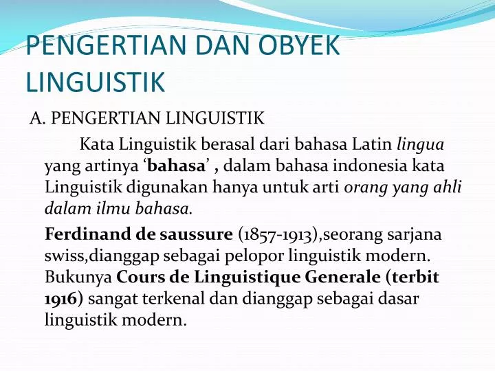 pengertian dan obyek linguistik