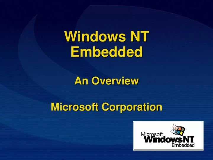 windows nt embedded an overview microsoft corporation