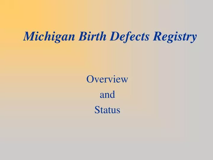 michigan birth defects registry