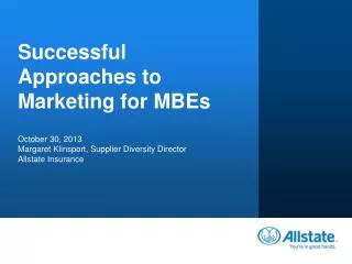 Successful Approaches to Marketing for MBEs