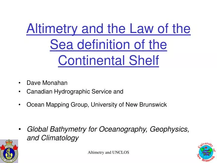 altimetry and the law of the sea definition of the continental shelf