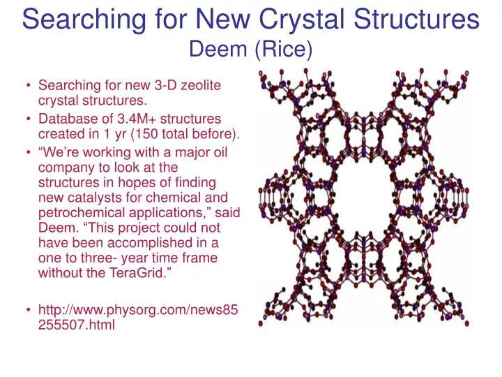 searching for new crystal structures deem rice