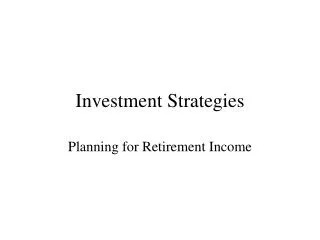 Investment Strategies